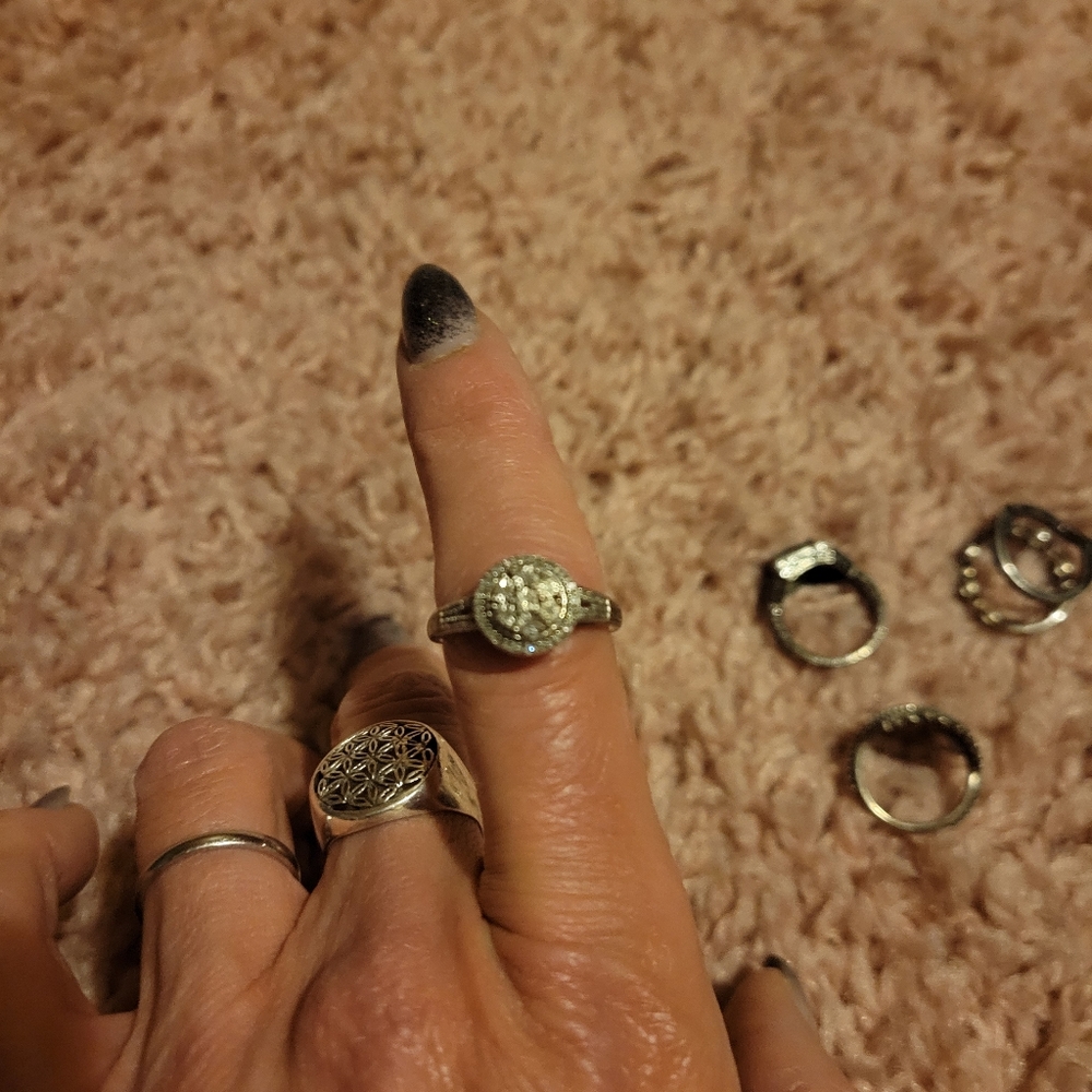 Sterling silver,  genuine diamond ring